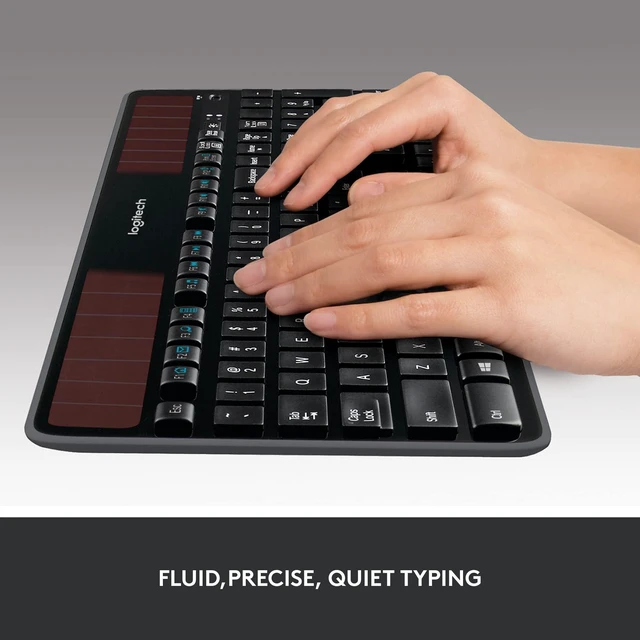 Alt view image 2 of 5 - Logitech K750 Wireless Solar Keyboard for Windows, 2.4GHz Wireless with USB Unifying Receiver, Ultra-Thin, Compatible with PC, Laptop - Black