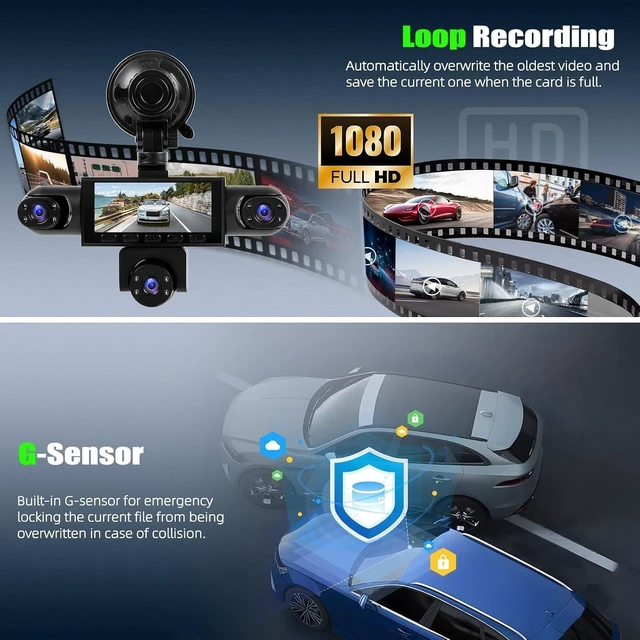 Alt view image 4 of 5 - 5 Channel 360 Dash Cam Front and Rear Inside Left Right, 3.16'' 1080P Dash Camera for Cars, Dash Camera for Cars with G-Sensor,Super Night Vision,Wide Angle,Loop Recording,24 Hours Recording