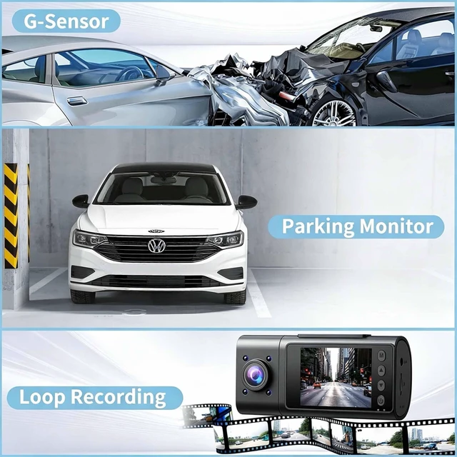Alt view image 5 of 5 - 2026 Dash Cam, 3 Channel Dash Cam Front and Rear Inside,Interior Car Camera,24Hr Parking Monitor 1S Recording,2.5K Single Front,Dash Camera for Cars with IR Night Vision,Free 32G Card