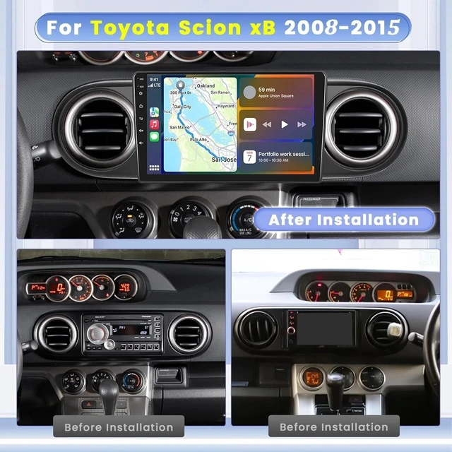 Alt view image 2 of 5 - 4+64G 9inch Car Radio Stereo for Scion XB 2008-2015 2014 2013 2012 2011 w/carplay w/Android Auto Double Din Touch Screen Car Radio w/WiFi GPS w/Bluetooth SWC Backup Camera (for High/Base Trim)