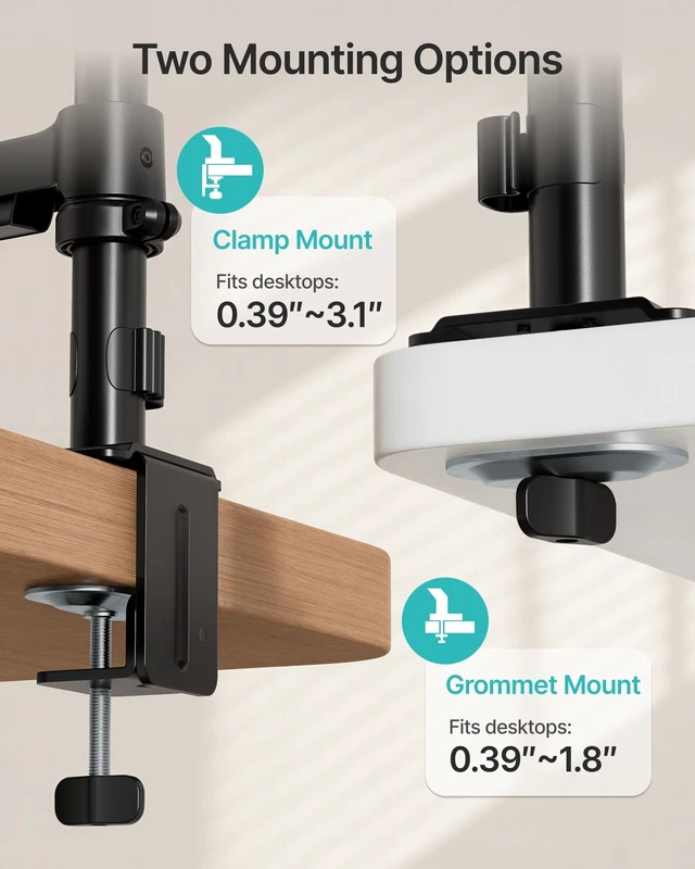 Alt view image 4 of 5 - PEGZONE Dual Monitor Stand for 17-32 Inch Screens,Full Motion Desk Mount