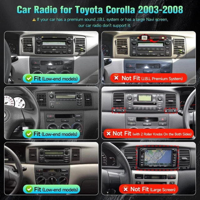 Alt view image 2 of 5 - 9 Inch Touch Screen for Toyota Corolla 2003 2004 2005 2006 2007 2008 Radio