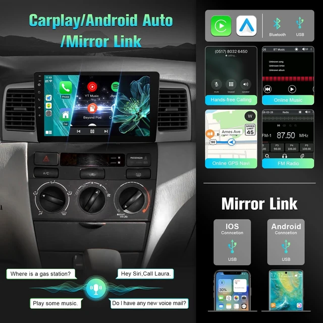 Alt view image 3 of 5 - 9 Inch Touch Screen for Toyota Corolla 2003 2004 2005 2006 2007 2008 Radio