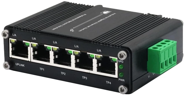 Main image of xoxnikior Industrial 5-Port Gigabit Ethernet Switch, DIN-Rail, Unmanaged