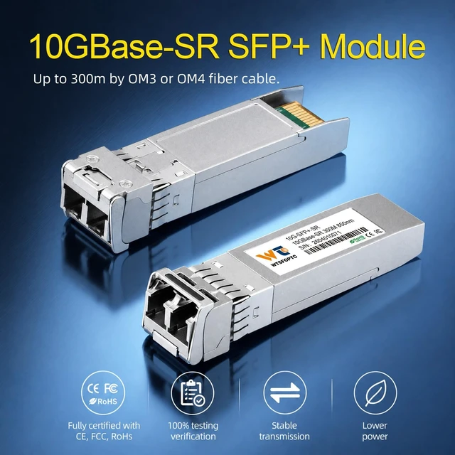 Alt view image 3 of 5 - 10G SR SFP Transceiver 2 Pack, 10gb Optical SFP+ LC Module Multimode 300m