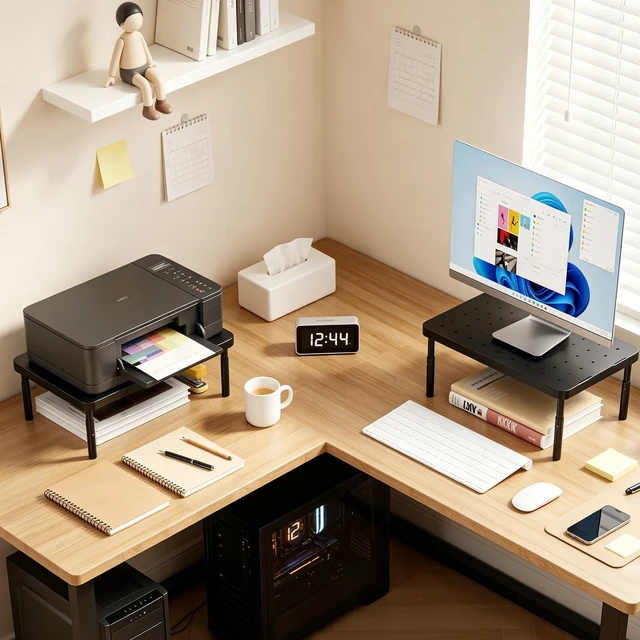 Alt view image 5 of 5 - WALI Dual Monitor Riser for Desk, Adjustable Laptop Riser, up to 44 lbs