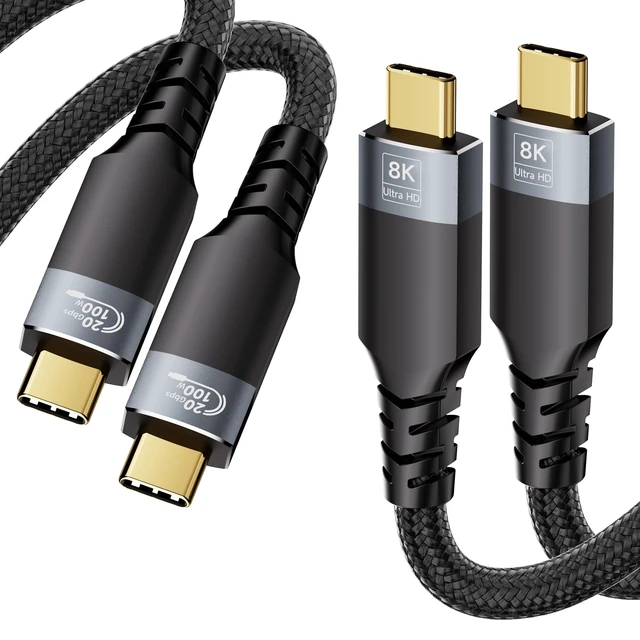 Main image of UPPDEFFST 2-Pack USBC -USBC Cables Compatible with Thunderbolt 3,6FT TypeC Cord 3.2 Gen 2,20Gbps High-Speed Transfer,100W Fast Charging,8K@30Hz&4K@120Hz Video,for Laptop,Hub, Monitor,Docking Station,