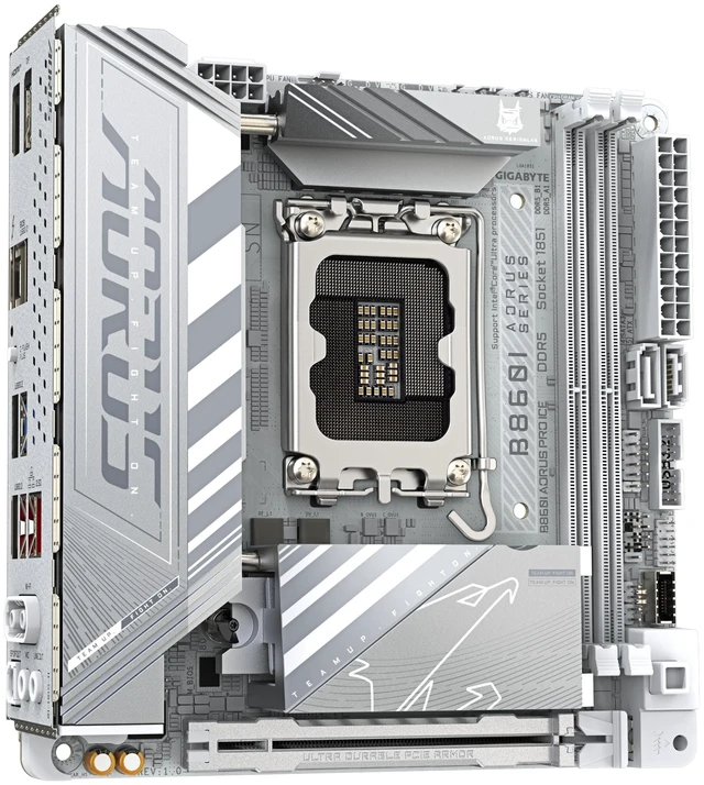 Alt view image 3 of 5 - GIGABYTE B860I AORUS PRO ICE Motherboard - Intel Core Ultra Series CPUs, 8+1+2+1 Phases VRM, up to 9200MHz DDR5, 1xPCIe 5.0 + 1xPCIe 4.0 M.2, 2.5GbE LAN, WiFi 7, Thunderbolt 4