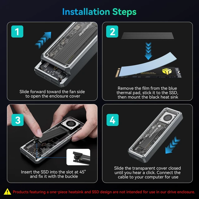 Alt view image 5 of 5 - Yottamaster M.2 NVMe SSD Enclosure 40Gbps, for Thunderbolt 4/USB4 Interface