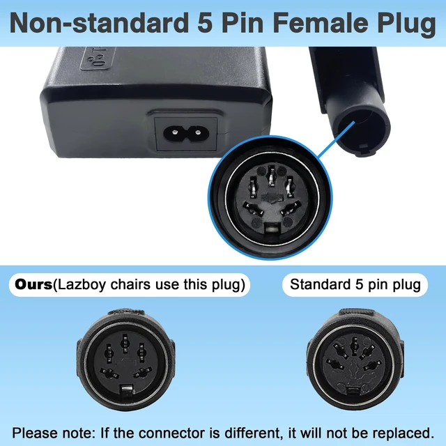Alt view image 2 of 5 - Recliner Timotion TP2 TP2P IP20 5 Pin Power Supply Adapter Kits Replacement for Lift Chair