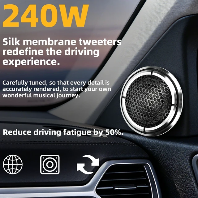 Alt view image 2 of 5 - 1 Inch Car Tweeters 240W Silk Dome Super Tweeters with Neodymium Magnet