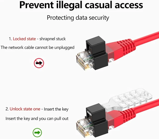 Alt view image 4 of 5 - 50-Pack RJ45 Network Cable Locks with 3 Keys,Secures Ethernet Cables Against Unauthorized Disconnection,Made of High-Strength ABS,Compatible with Cat5e,Cat6 and Cat7 Patch Cords (Blue)
