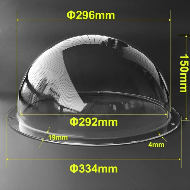 Alt view image 2 of 5 - OwlCat Big Size Diameter 13.3 inch/340MM Acrylic Dome Flange Clear Plastic Hemisphere Indoor/Outdoor CCTV Replacement Clear Dome Camera Cover Security Dome Camera Housing Clear color 340x150 340x150