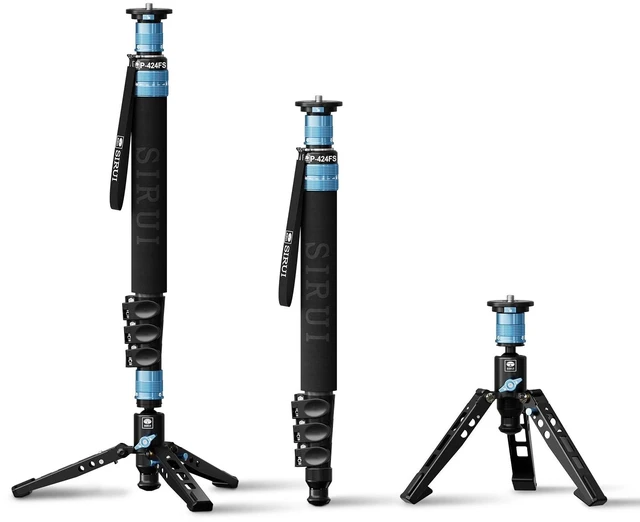 Main image of SIRUI P-424FS Carbon Fiber Monopod, 63" Monopod with Feet for Cameras, 4-Section, 360 Panorama, Modular 3 in 1, Quick Release Plate, Max Load 12kg/26lbs