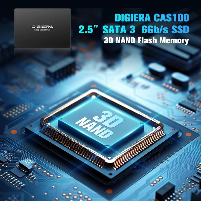 Alt view image 2 of 5 - DIGIERA 512GB 2.5" SATA SSD III, Internal Solid State Read 550MB/s Write 520MS/s, CAS100 Internal SATA SSD for Desktop Laptop PC NAS