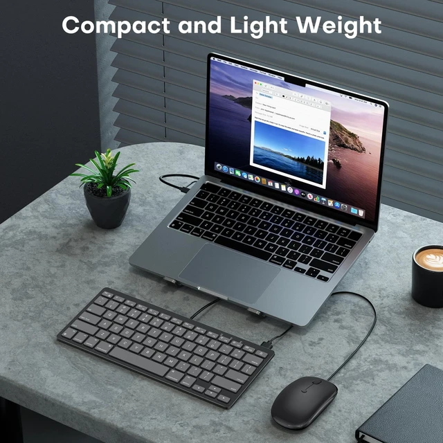 Alt view image 4 of 5 - OMOTON Wired Keyboard and Mouse Combo for Mac, Ergonomic Portable Set