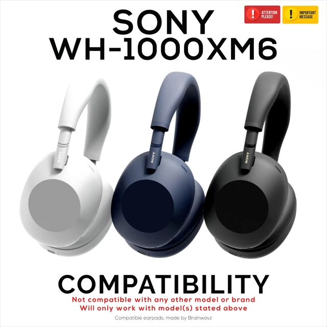 Alt view image 2 of 5 - Replacement Earpads for Sony WH-1000XM6 Headphones - Soft PU Protein Leather Cushions with Memory Foam for Extra Comfort, Easy & Quick Installation, By Brainwavz (Black)