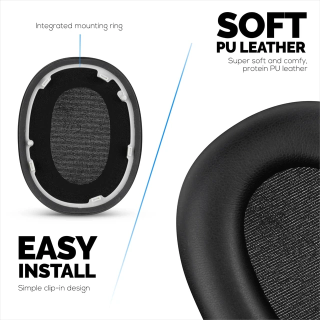 Alt view image 5 of 5 - Replacement Earpads for Sony WH-1000XM6 Headphones - Soft PU Protein Leather Cushions with Memory Foam for Extra Comfort, Easy & Quick Installation, By Brainwavz (Black)