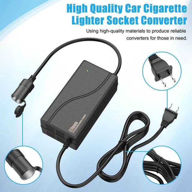 Alt view image 2 of 5 - Cllena AC to DC Converter 20A 250W 110V~240V to 12V Converter Car Cigarette Lighter Socket Power Adapter AC/DC Power Supply Transformer for Inflator, Car Refrigerator, Car Vacuum Cleaner, etc.