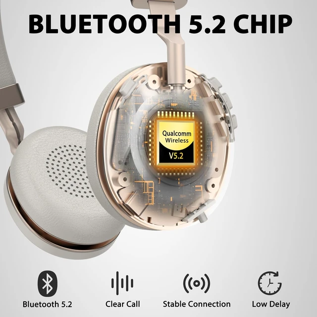 Alt view image 3 of 5 - Wireless Headset with Mic for Work, V5.2 Bluetooth Headset with Microphone Noise Canceling & Charging Base, Wireless Headphones with Mic Mute Button & USB Dongle 45Hrs for Laptop/PC/Call