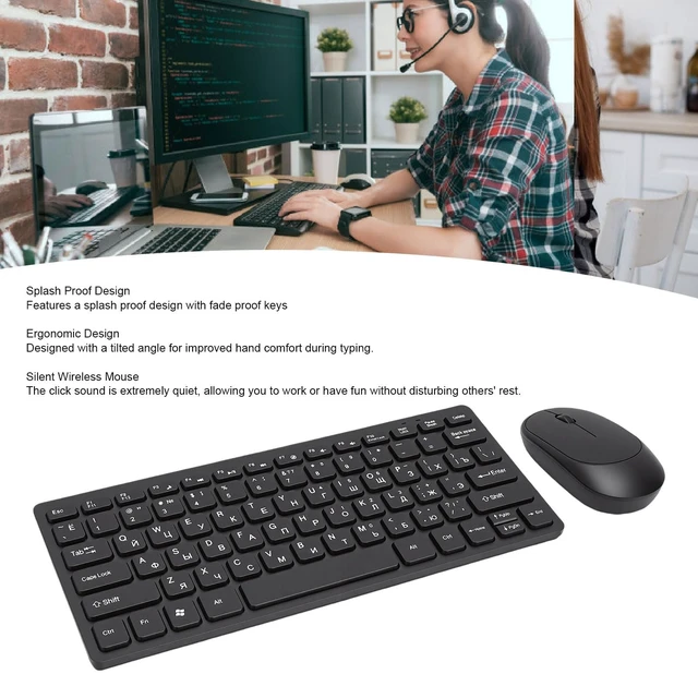 Alt view image 3 of 5 - Russian Keyboard Mouse Set, 78 Keys Slim 2.4G Wireless Keyboard and Mouse Combo for PC Laptop Russian Speakers and Learners ABS Material