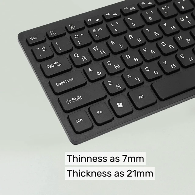 Alt view image 5 of 5 - Russian Keyboard Mouse Set, 78 Keys Slim 2.4G Wireless Keyboard and Mouse Combo for PC Laptop Russian Speakers and Learners ABS Material