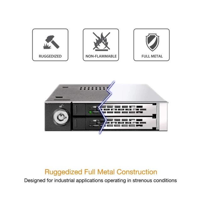 Alt view image 5 of 5 - ICY DOCK Full Metal 2 Bay 2.5 SATA/SAS HDD & SSD Mobile Rack for External 3.5" Drive Bay ^^ ToughArmor MB992SK-B