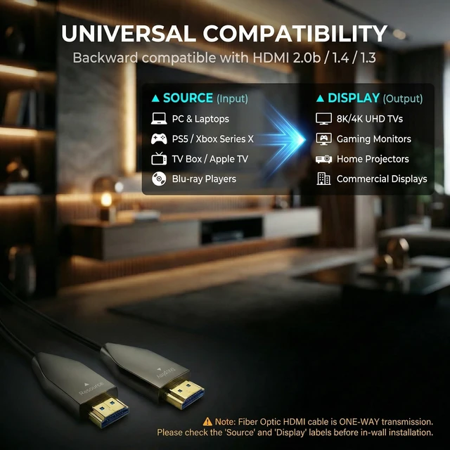 Alt view image 5 of 5 - BOPLYBAY Fiber Optic HDMI Cable, Active Optical Cable (AOC) High Speed HDMI Cord for in-Wall Installation, Home Theater, Projector, TV and Gaming (8K@60Hz, 100, feet)
