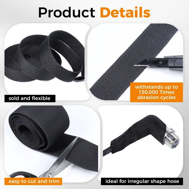 Alt view image 5 of 5 - SUNNAREPOON 2:1 Ratio Automotive Heat Shrink Braided Sleeving 1/4''-26ft