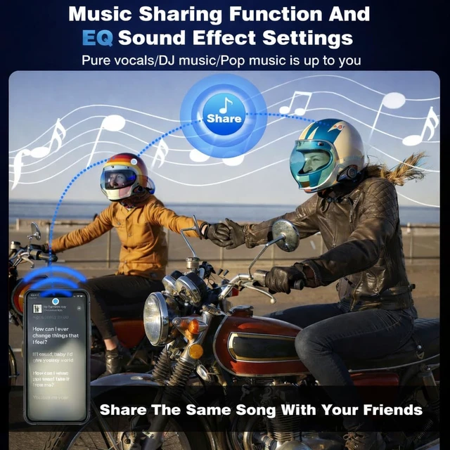 Alt view image 3 of 5 - ZOVTIX Motorcycle Bluetooth Headset Long-Lasting Battery Helmet Speakers