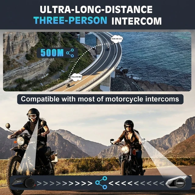 Alt view image 2 of 5 - ZOVTIX Motorcycle Bluetooth Headset Long-Lasting Battery Helmet Speakers