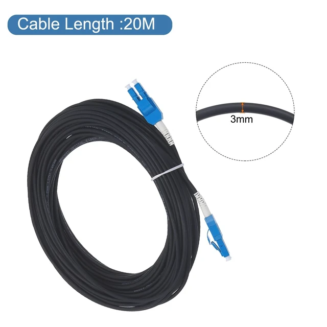 Alt view image 2 of 5 - MECCANIXITY 1Pcs 20Ft Single Mode Uniboot Duplex OS2 Fiber Optic Patch Cable LSZH LC/UPC-LC/UPC Armored Jumper Optical Black for Fiber Optic LAN Networks