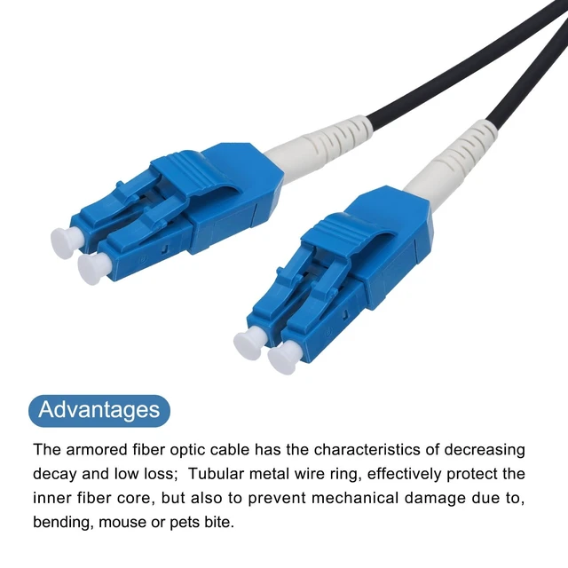 Alt view image 3 of 5 - MECCANIXITY 1Pcs 20Ft Single Mode Uniboot Duplex OS2 Fiber Optic Patch Cable LSZH LC/UPC-LC/UPC Armored Jumper Optical Black for Fiber Optic LAN Networks