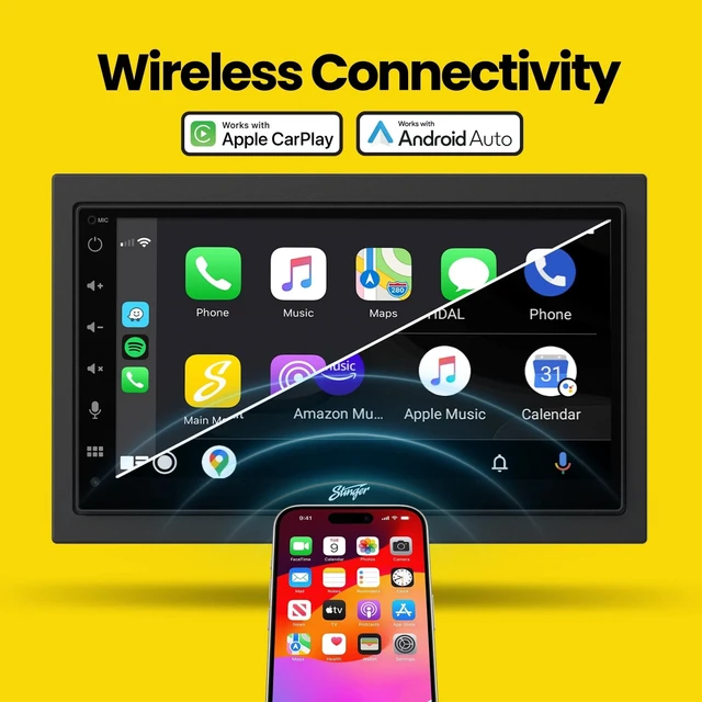 Alt view image 4 of 5 - Stinger 6.8" Wireless Apple CarPlay Radio for Toyota Tundra (2014-2019)