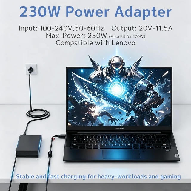 Alt view image 4 of 5 - 230W 20V 11.5A Laptop Charger Fit for Lenovo Legion 5 7 Thinkpad P Series