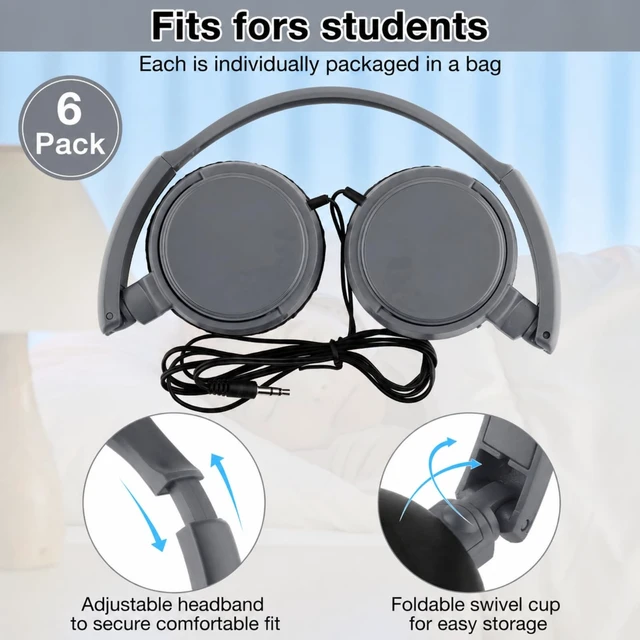 Alt view image 2 of 5 - Yunsailing 18 Pack Classroom Headphones Bulk, Wired Headphones,Gray