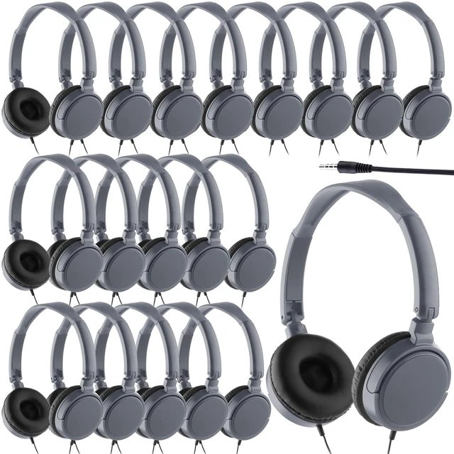 Main image of Yunsailing 18 Pack Classroom Headphones Bulk, Wired Headphones,Gray