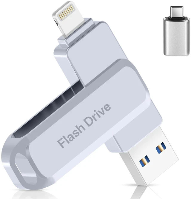 Main image of MFi Certified 512GB Flash Drive Photo Stick for iPhone, External Memory Photo Keeper Storage for Data Saver/Backup/Transfer Files/Picture/Video/iPhone/iPad/iOS/Android/PC (Gray)Available Space: ~484GB