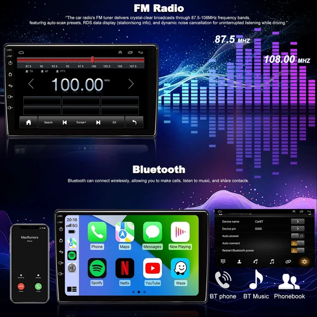 Alt view image 3 of 5 - 64G Upgrade Android 13 Radio for Dodge Ram 1500/2500/3500 2006-2008, Dodge Durango 2004-2009, Jeep Grand Cherokee 2005-2007, Chrysler 300/300c 2005-2007, Wireless CarPlay Android Stereo 9" 5GWi
