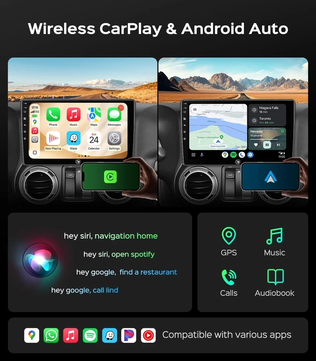 Alt view image 3 of 5 - 10.2" Android 4GB+4GB Car Radio Stereo for Jeep Wrangler JK 2007-2018