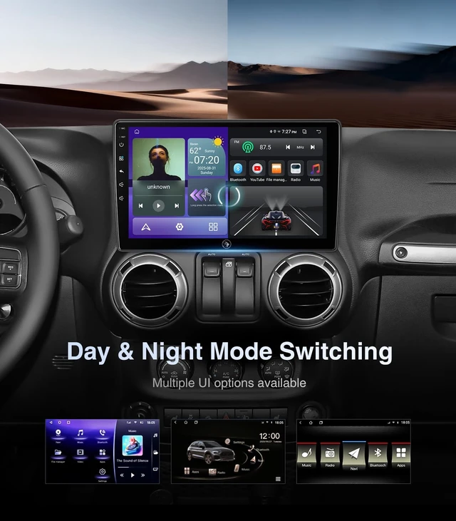 Alt view image 4 of 5 - 10.2" Android 4GB+4GB Car Radio Stereo for Jeep Wrangler JK 2007-2018