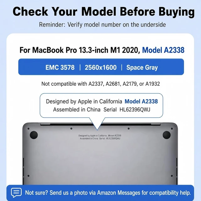 Alt view image 2 of 5 - Vahuqrel A2338 Screen Replacement for 13.3 inches MacBook Pro M1 2020 2022 Year 2560x1600 Replacement LCD Full Assembly for EMC 3578 Silver