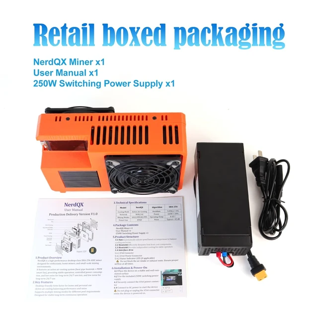 Alt view image 5 of 5 - Bitcoin Home Miner NerdQX 8.0TH/s, Open Source Home Miner with Four BM1370 ASIC Chips, Dual-Fan Plug-and-Play, 170W 2.4G WiFi and Quiet for Crypto Machine Bitcoin Miner for Beginners