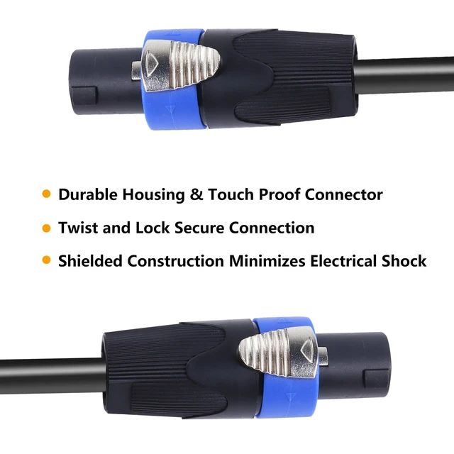 Alt view image 2 of 5 - HBU 12 Feet Pack of 1 Speakon Cable - 4 Conductor Speak-on to Speak-on Cables - 12 AWG Pro NL4FC Studio, Stage NL4FC Audio Patch Wire with Twist Lock (12 Ft, 4 Pole)
