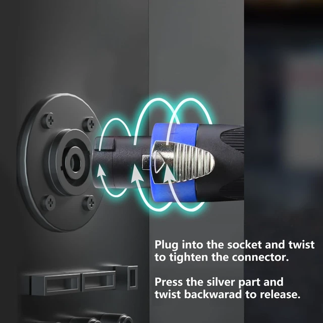 Alt view image 3 of 5 - HBU 12 Feet Pack of 1 Speakon Cable - 4 Conductor Speak-on to Speak-on Cables - 12 AWG Pro NL4FC Studio, Stage NL4FC Audio Patch Wire with Twist Lock (12 Ft, 4 Pole)