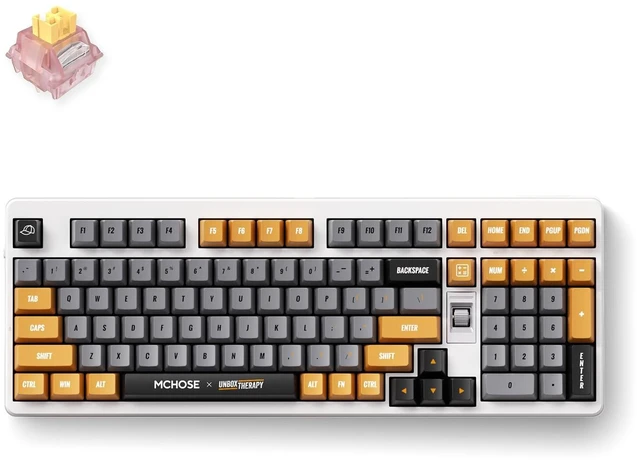 Main image of MCHOSE UT98 Silent Mechanical Keyboard, Compact Wireless Gaming Keyboard with Knob, Tri-Mode Connection, Hot Swappable Custom Creamy Keyboard, Gasket Structure, Pre-lubed Linear Silent Peach V3