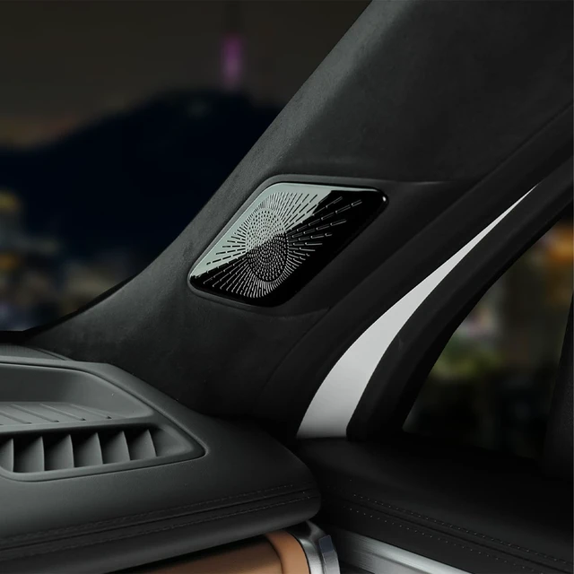 Alt view image 3 of 5 - Amzcar Alloy Car Door Speaker Cover Tweeter Audio Speaker Cover Trim Compatible with Hyundai Santa FE 2024-2025 Accessories (Black)