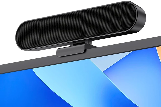 Main image of Inwa Computer Speakers for Desktop PC Monitor, USB Wired Computer Sound Bar with Clip, Plug and Play Laptop Speaker for PC Mac Tablet, Loud Sound, USB A to USB C, Easily Clamps to Monitors