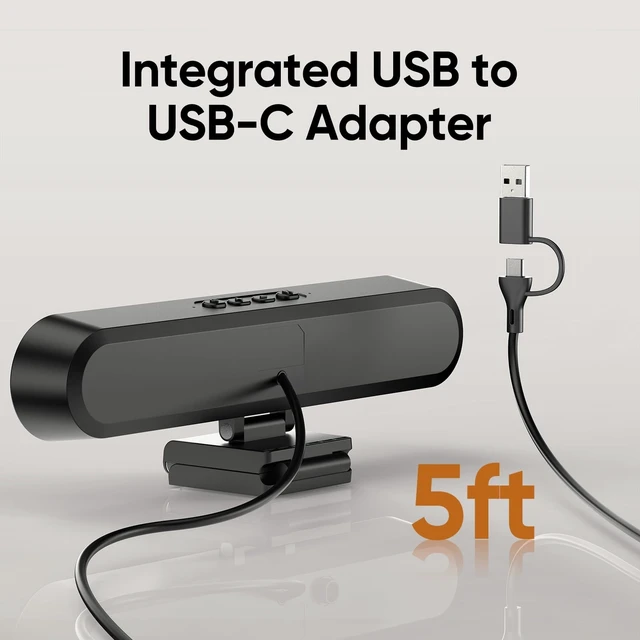 Alt view image 5 of 5 - Inwa Computer Speakers for Desktop PC Monitor, USB Wired Computer Sound Bar with Clip, Plug and Play Laptop Speaker for PC Mac Tablet, Loud Sound, USB A to USB C, Easily Clamps to Monitors