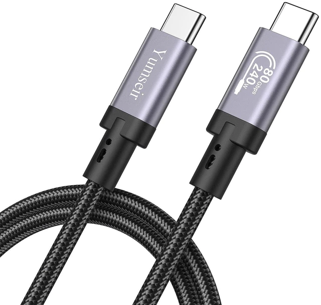 Main image of Yumseir USB 4 for Thunderbolt 5 Cable 6.6FT, 80Gbps Bandwidth USB C Cable, 240W Charging, 16K/Dual 8K, Compatible with Thunderbolt 4/3, USB C Monitors, Hubs, Docks, MacBook, iPhone 17/16